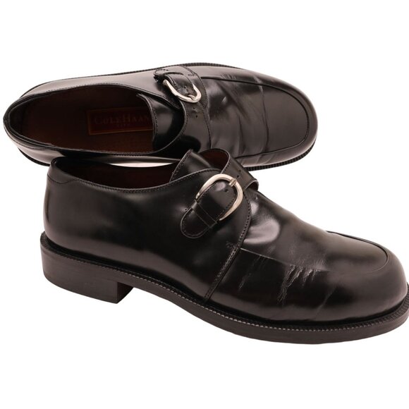 Cole Haan Mens 10D Black Leather Monk Strap Loafers Buckle Dress Shoes Slip-ons - Picture 11 of 13